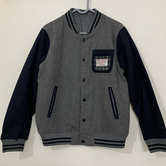 Blue and Grey Woollen Varsity Jacket